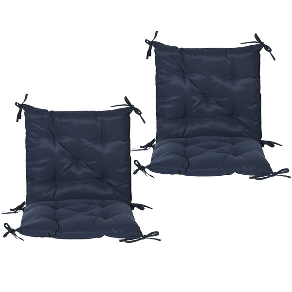 Sitzkissen 2er Set dick mit Bindebändern 98x50cm dunkelblau