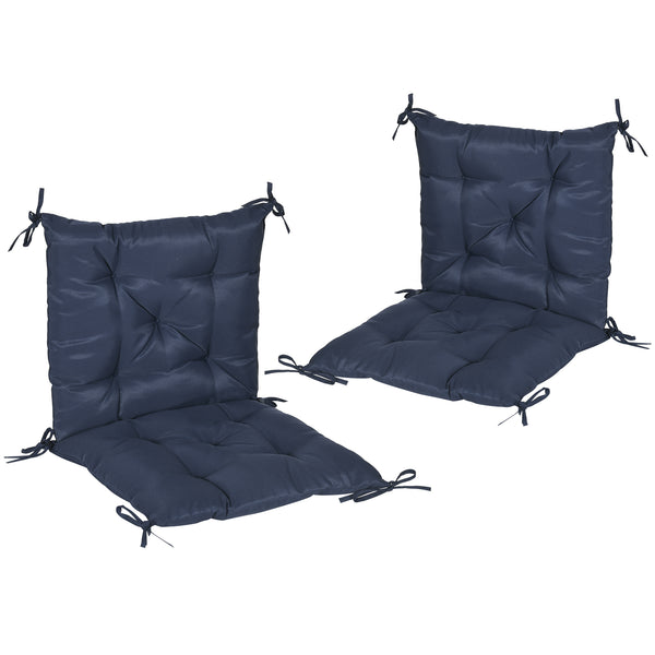 Sitzkissen 2er Set dick mit Bindebändern 98x50cm dunkelblau