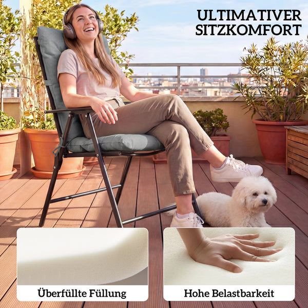 Sitzkissen mit Rückenlehne für Gartenstuhl wasserabweisend
