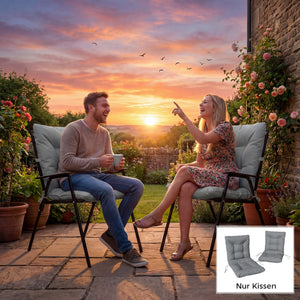 Sitzkissen mit Rückenlehne für Gartenstuhl wasserabweisend