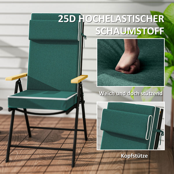 Sitzkissen mit Kopfstütze wasserabweisend 120x47cm grün