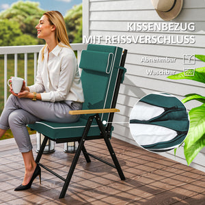 Sitzkissen mit Kopfstütze wasserabweisend 120x47cm grün