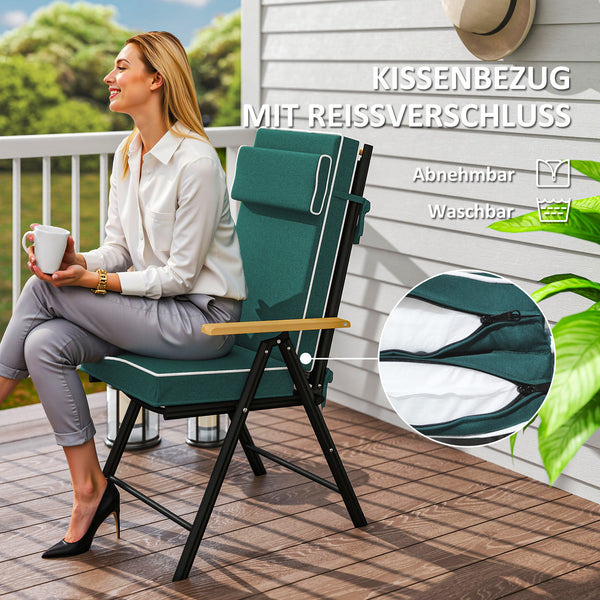 Sitzkissen mit Kopfstütze wasserabweisend 120x47cm grün