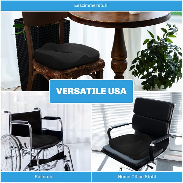 Sitzkissen orthopädisch Memory-Schaum ergonomisch Schwarz