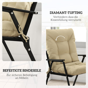 Sitzkissen Outdoor mit Rückenlehne wasserabweisend beige