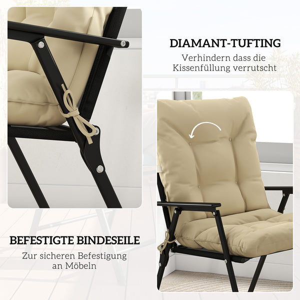 Sitzkissen Outdoor mit Rückenlehne wasserabweisend beige