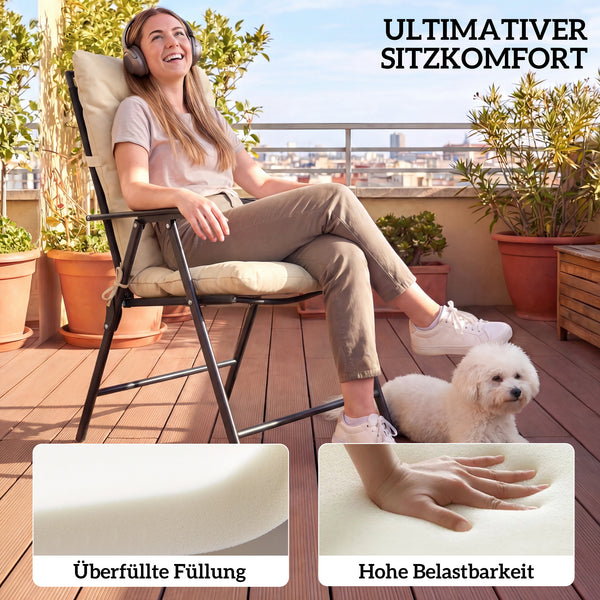 Sitzkissen Outdoor mit Rückenlehne wasserabweisend beige