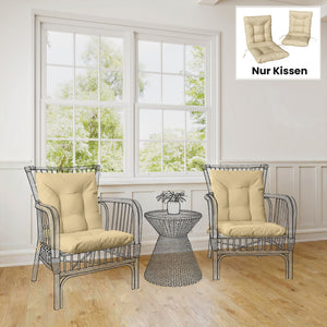 Sitzkissen Outdoor mit Rückenlehne wasserabweisend beige