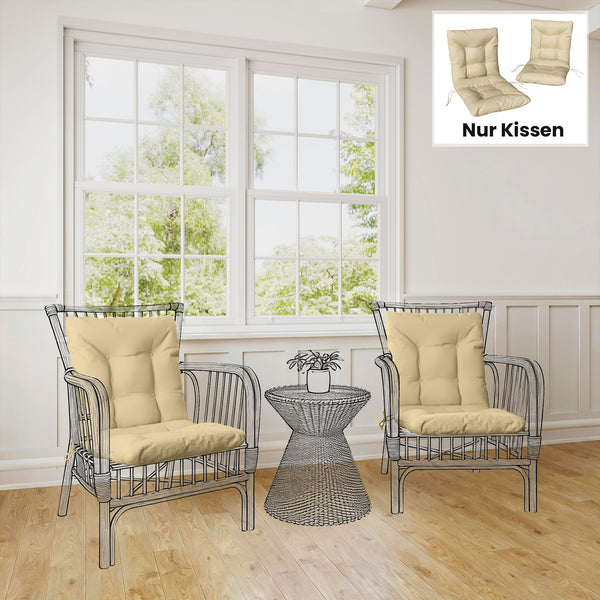 Sitzkissen Outdoor mit Rückenlehne wasserabweisend beige