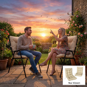 Sitzkissen Outdoor mit Rückenlehne wasserabweisend beige