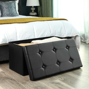 Sitztruhe Aufbewahrungstruhe 76cm Kunstleder Schwarz
