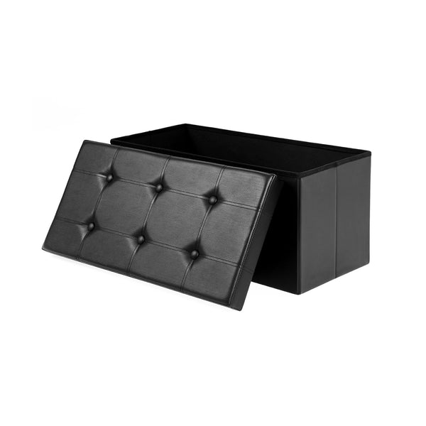 Sitztruhe Aufbewahrungstruhe 76cm Kunstleder Schwarz