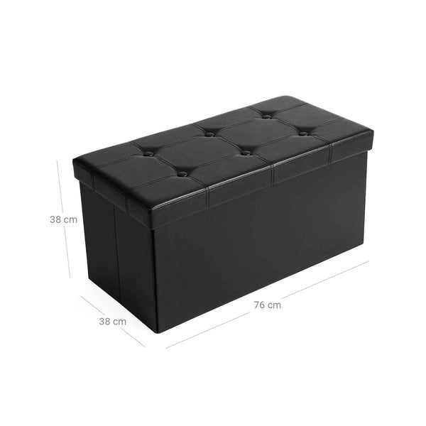 Sitztruhe Aufbewahrungstruhe 76cm Kunstleder Schwarz