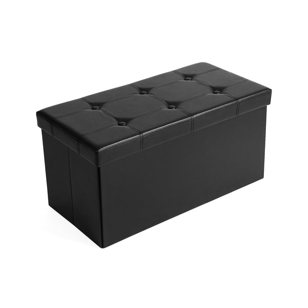 Sitztruhe Aufbewahrungstruhe 76cm Kunstleder Schwarz
