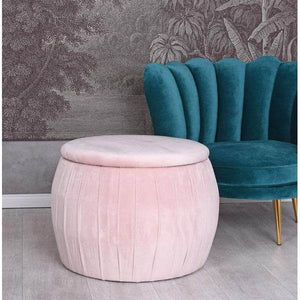 SAMT HOCKER MIT STAURAUM TRUHENBANK SITZHOCKER POUF VELOUR