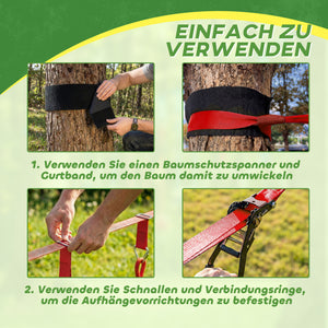 Slackline Kletterset für Kinder mit Schaukel Netz und Turnringen