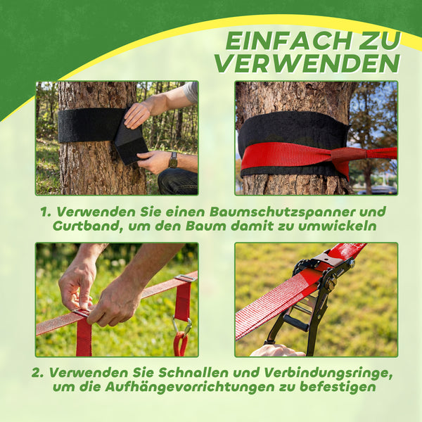 Slackline Kletterset für Kinder mit Schaukel Netz und Turnringen