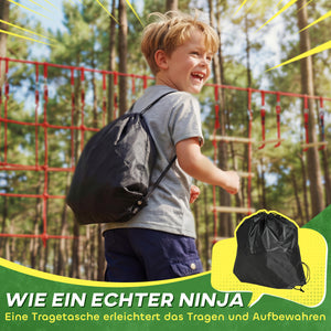 Slackline Kletterset für Kinder mit Schaukel Netz und Turnringen