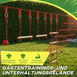 Slackline Kletterset für Kinder mit Schaukel Netz und Turnringen