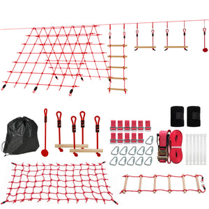 Slackline Kletterset für Kinder mit Schaukel Netz und Turnringen