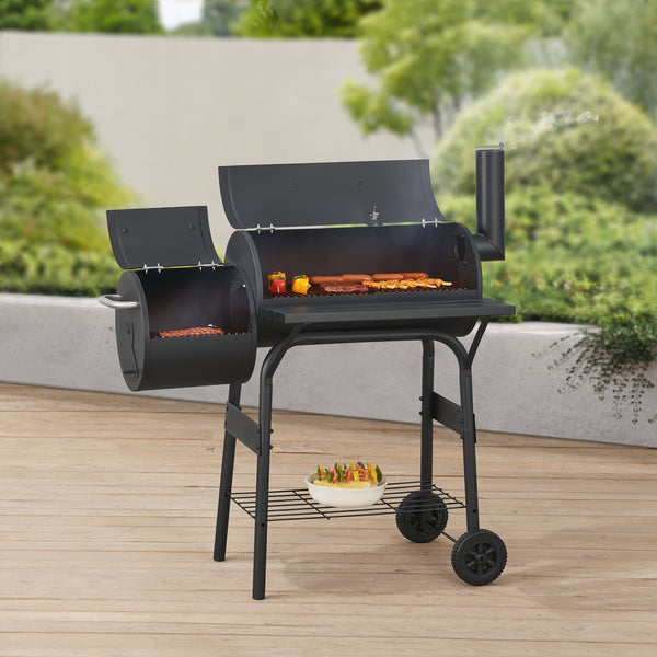Smoker BBQ cart Fort Worth 115x110x64cm Black