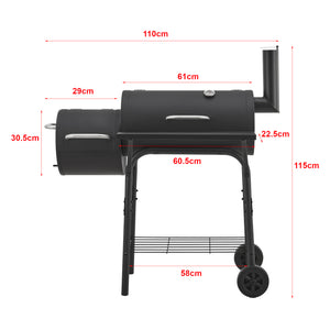 Smoker BBQ cart Fort Worth 115x110x64cm Black