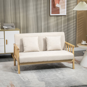 Sofa 2-Sitzer kompakt Leinenoptik beige