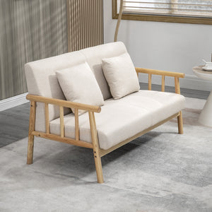 Sofa 2-Sitzer kompakt Leinenoptik beige