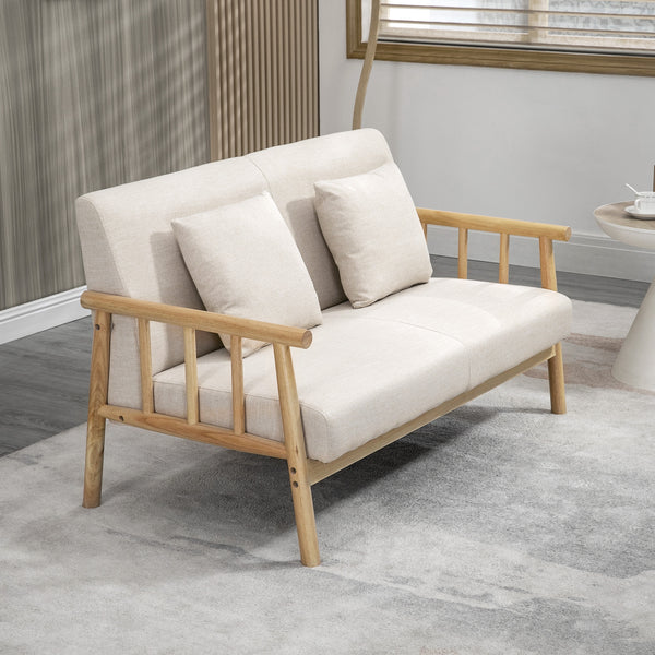 Sofa 2-Sitzer kompakt Leinenoptik beige