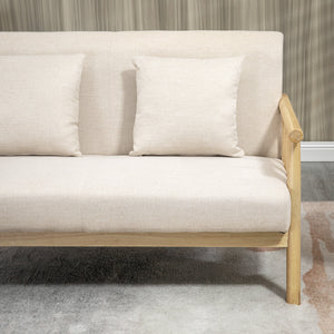 Sofa 2-Sitzer kompakt Leinenoptik beige