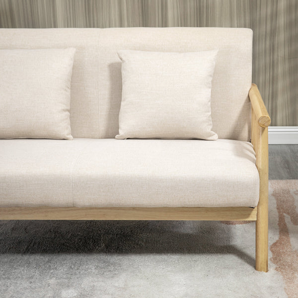Sofa 2-Sitzer kompakt Leinenoptik beige