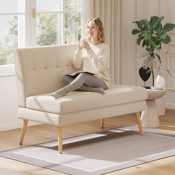 Sofa 2-Sitzer gepolstert für kleine Räume Leinenoptik beige