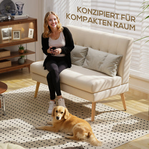 Sofa 2-Sitzer gepolstert für kleine Räume Leinenoptik beige