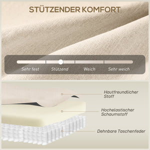 Sofa 2-Sitzer gepolstert für kleine Räume Leinenoptik beige