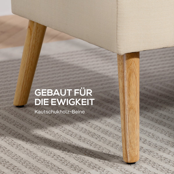 Sofa 2-Sitzer gepolstert für kleine Räume Leinenoptik beige
