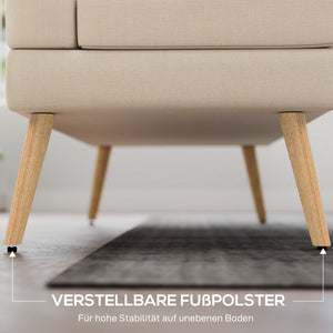 Sofa 2-Sitzer gepolstert für kleine Räume Leinenoptik beige