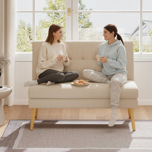 Sofa 2-Sitzer gepolstert für kleine Räume Leinenoptik beige
