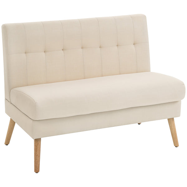 Sofa 2-Sitzer gepolstert für kleine Räume Leinenoptik beige