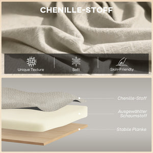 Sofa 2-Sitzer klein mit Holzfüssen für Wohnzimmer Chenille beige