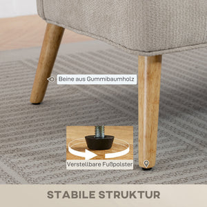 Sofa 2-Sitzer klein mit Holzfüssen für Wohnzimmer Chenille beige
