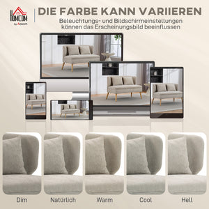 Sofa 2-Sitzer klein mit Holzfüssen für Wohnzimmer Chenille beige