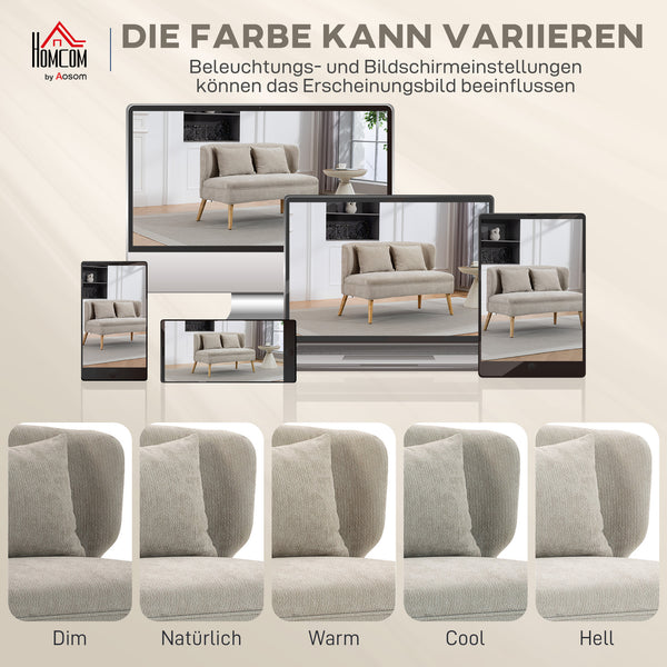 Sofa 2-Sitzer klein mit Holzfüssen für Wohnzimmer Chenille beige
