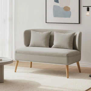Sofa 2-Sitzer klein mit Holzfüssen für Wohnzimmer Chenille beige