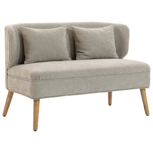 Sofa 2-Sitzer klein mit Holzfüssen für Wohnzimmer Chenille beige
