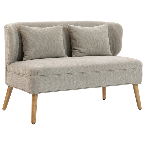 Sofa 2-Sitzer klein mit Holzfüssen für Wohnzimmer Chenille beige