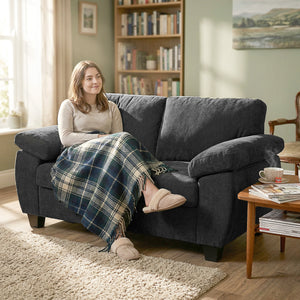 Sofa 2-Sitzer mit Federkernpolster für Wohnzimmer Chenille dunkelgrau