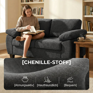 Sofa 2-Sitzer mit Federkernpolster für Wohnzimmer Chenille dunkelgrau