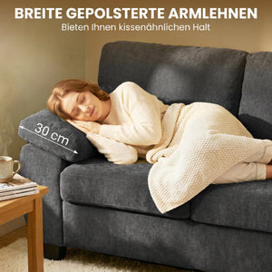 Sofa 2-Sitzer mit Federkernpolster für Wohnzimmer Chenille dunkelgrau