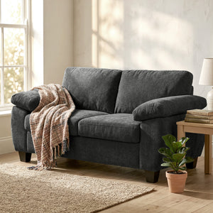 Sofa 2-Sitzer mit Federkernpolster für Wohnzimmer Chenille dunkelgrau