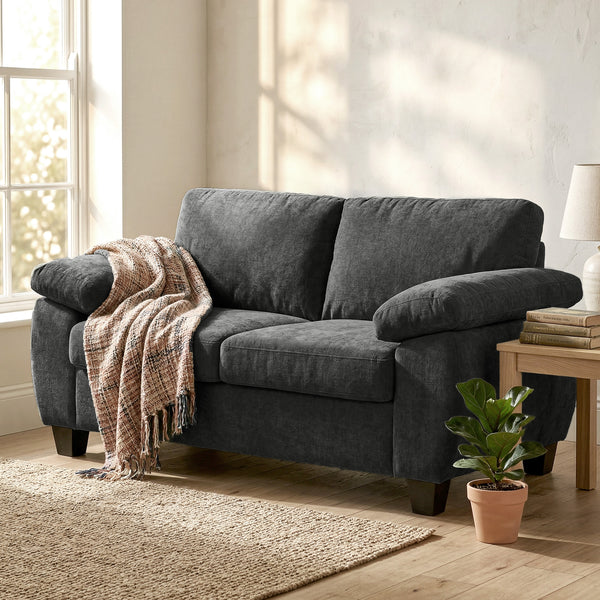 Sofa 2-Sitzer mit Federkernpolster für Wohnzimmer Chenille dunkelgrau